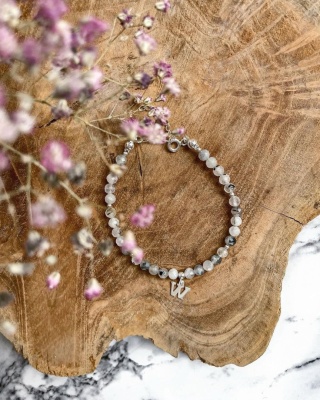 Bransoletka kamień księżycowy + literka